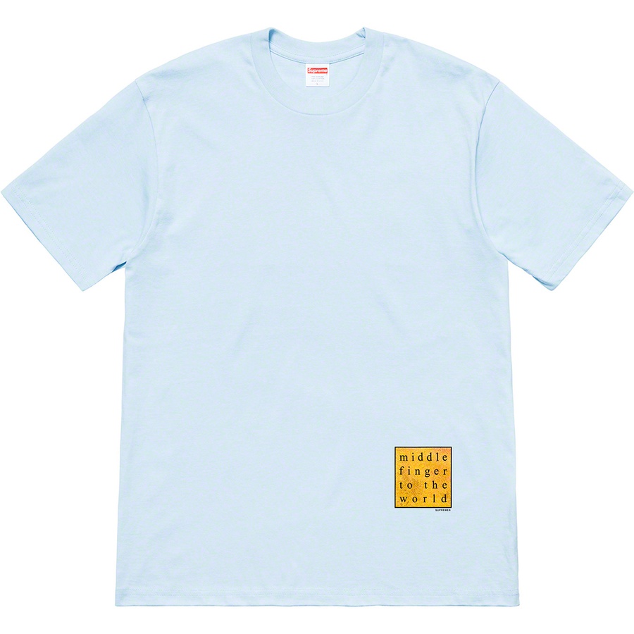 Details on Middle Finger To The World Tee Light Blue from spring summer 2019 (Price is $38)