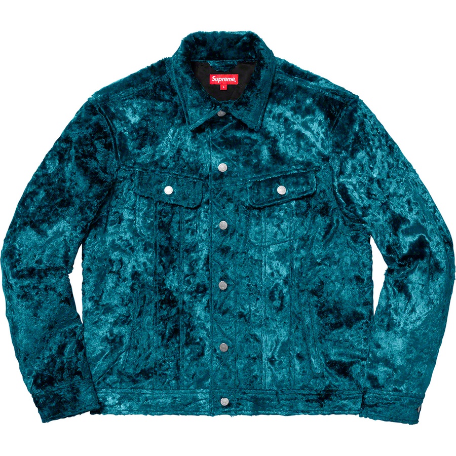 Details on Fuzzy Pile Trucker Jacket Teal from spring summer 2019 (Price is $328)