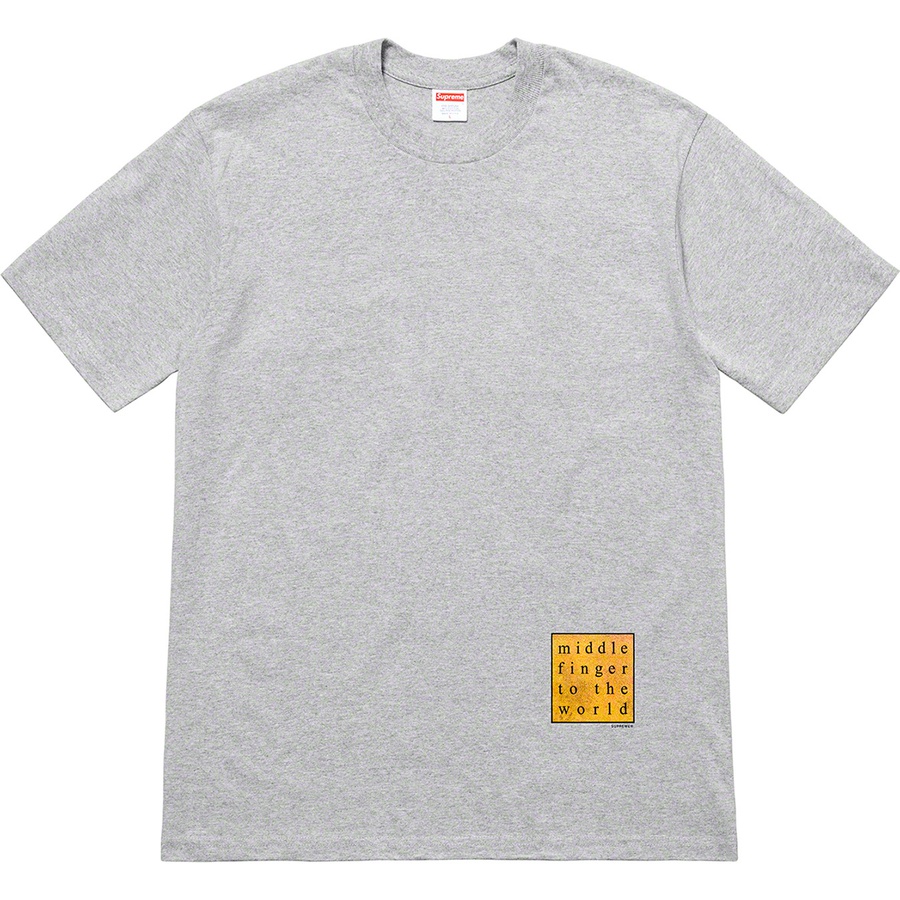 Details on Middle Finger To The World Tee Heather Grey from spring summer 2019 (Price is $38)