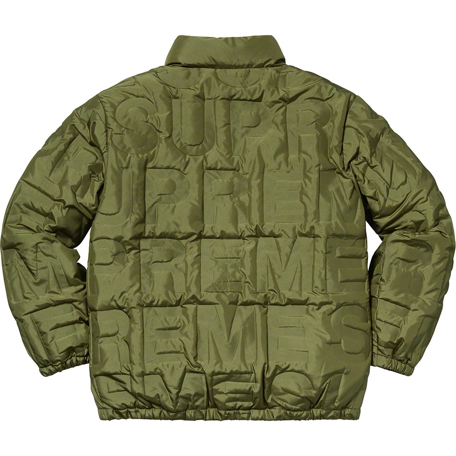 Details on Bonded Logo Puffy Jacket Olive from spring summer
                                                    2019 (Price is $348)