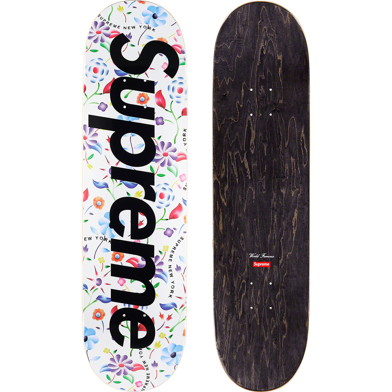 supreme Airbrushed Floral Skateboard 白-