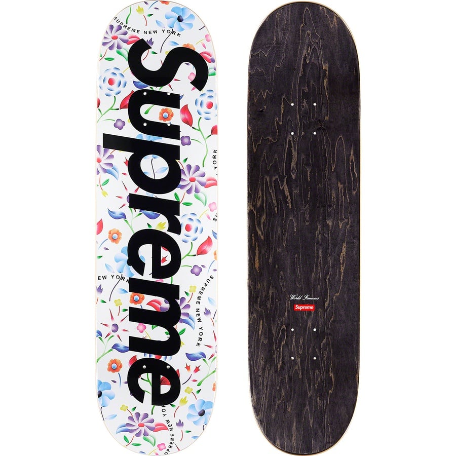 Details on Airbrushed Floral Skateboard 8.375" x 32.125" - White from spring summer 2019 (Price is $49)