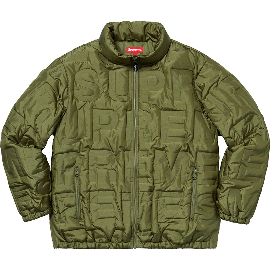 Details on Bonded Logo Puffy Jacket Olive from spring summer
                                                    2019 (Price is $348)