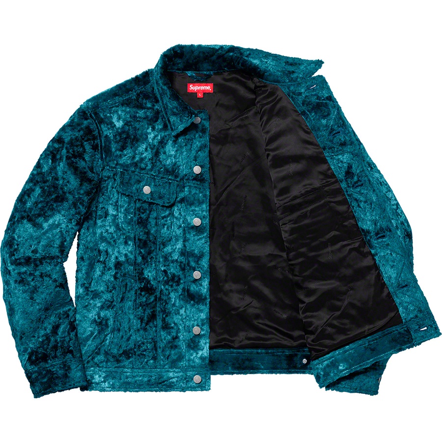 Details on Fuzzy Pile Trucker Jacket Teal from spring summer 2019 (Price is $328)