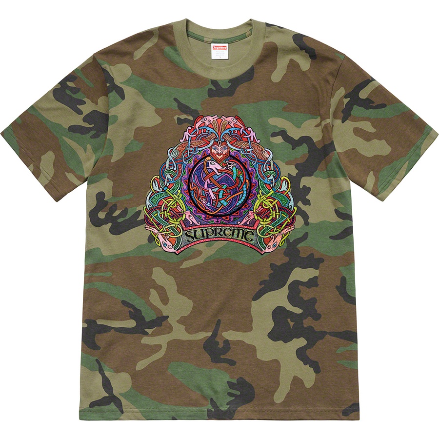 Details on Knot Tee Woodland Camo from spring summer
                                                    2019 (Price is $38)