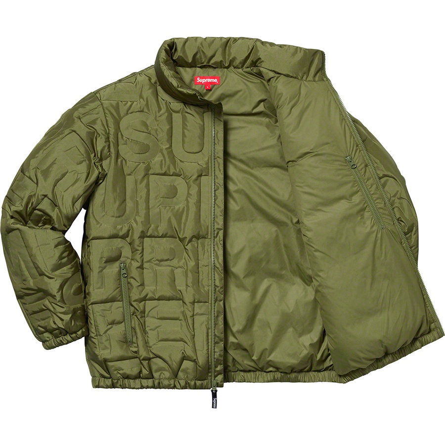 Details on Bonded Logo Puffy Jacket Olive from spring summer
                                                    2019 (Price is $348)