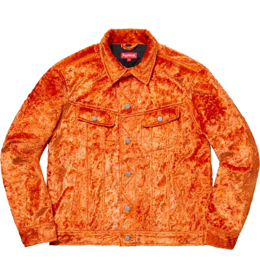 Details on Fuzzy Pile Trucker Jacket Orange from spring summer 2019 (Price is $328)