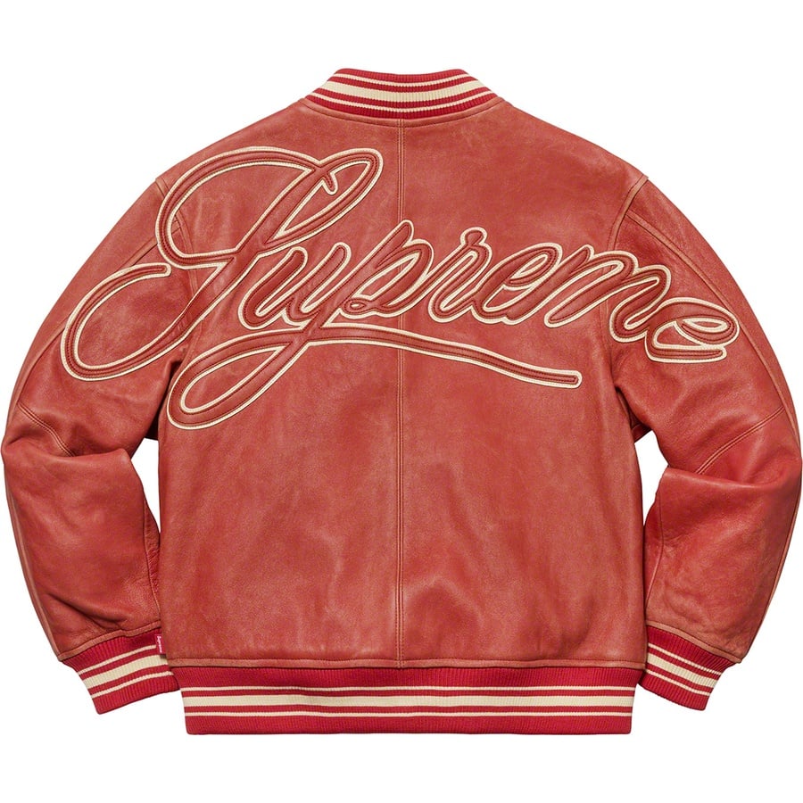 Details on Leather Varsity Jacket Red from spring summer
                                                    2019 (Price is $698)