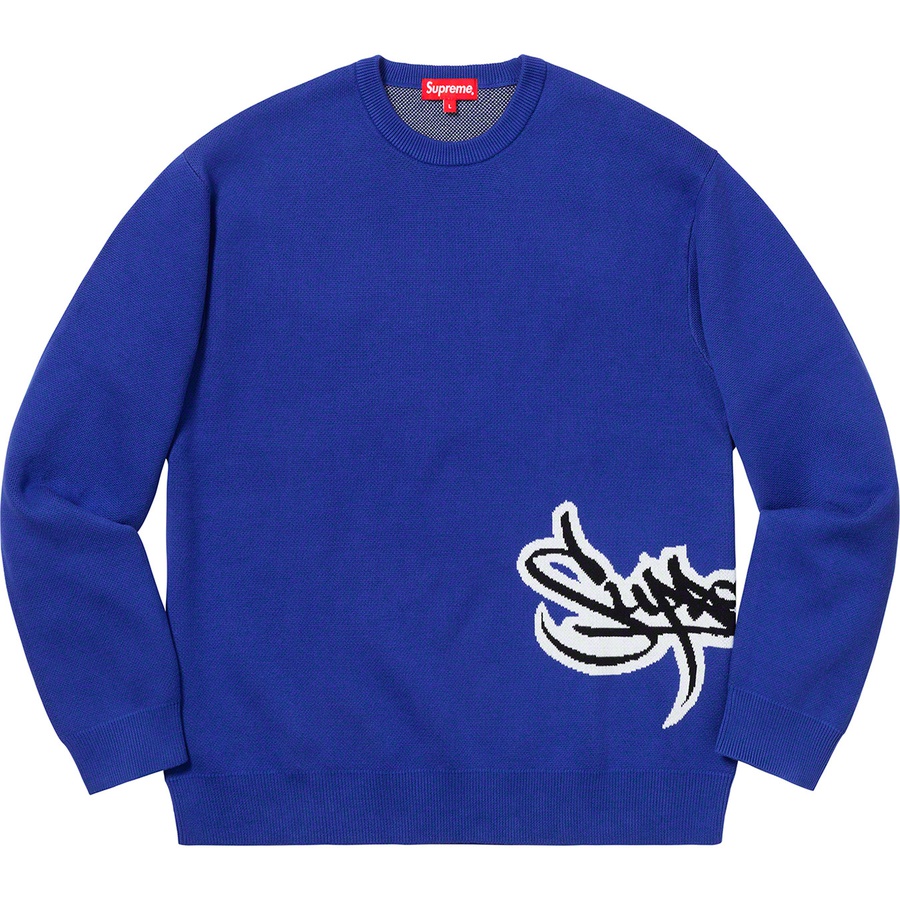 Details on Tag Logo Sweater Royal  from spring summer
                                                    2019 (Price is $148)