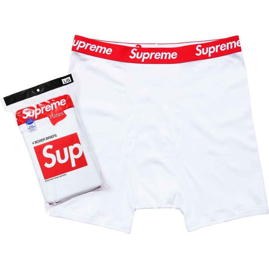Details on Supreme Hanes Boxer Briefs (4 Pack) White from spring summer 2019 (Price is $36)