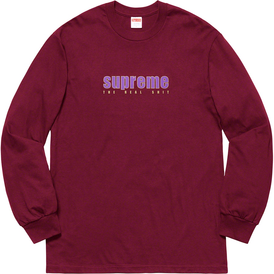 Details on The Real Shit L S Tee Burgundy from spring summer 2019 (Price is $40)