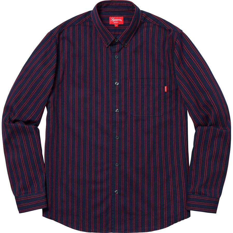 Details on Stripe Twill Shirt Navy from spring summer
                                                    2019 (Price is $128)