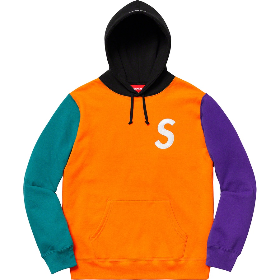 Details on S Logo Colorblocked Hooded Sweatshirt Orange from spring summer
                                                    2019 (Price is $168)