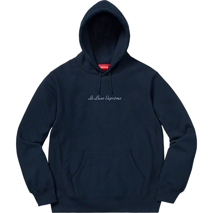 Details on Le Luxe Hooded Sweatshirt Navy from spring summer
                                                    2019 (Price is $148)