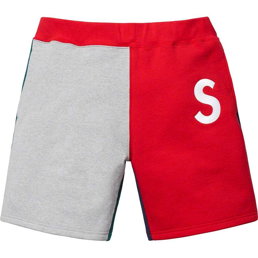 Details on S Logo Colorblocked Sweatshort Red from spring summer 2019 (Price is $128)