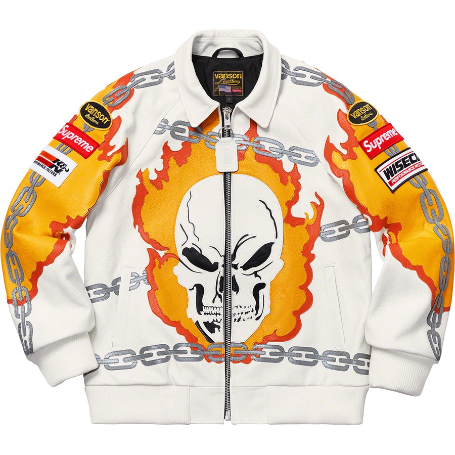 Details on Supreme Vanson Leathers Ghost Rider© Jacket White from spring summer
                                                    2019 (Price is $1598)