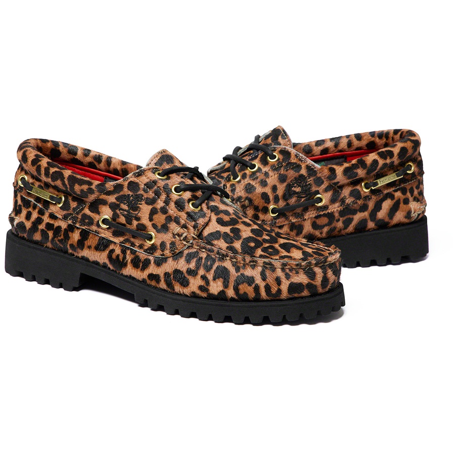 Details on Supreme Timberland 3-Eye Classic Lug Shoe Leopard from spring summer 2019 (Price is $188)
