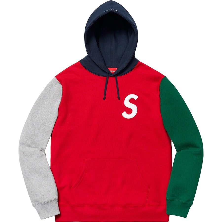 Details on S Logo Colorblocked Hooded Sweatshirt Red from spring summer 2019 (Price is $168)