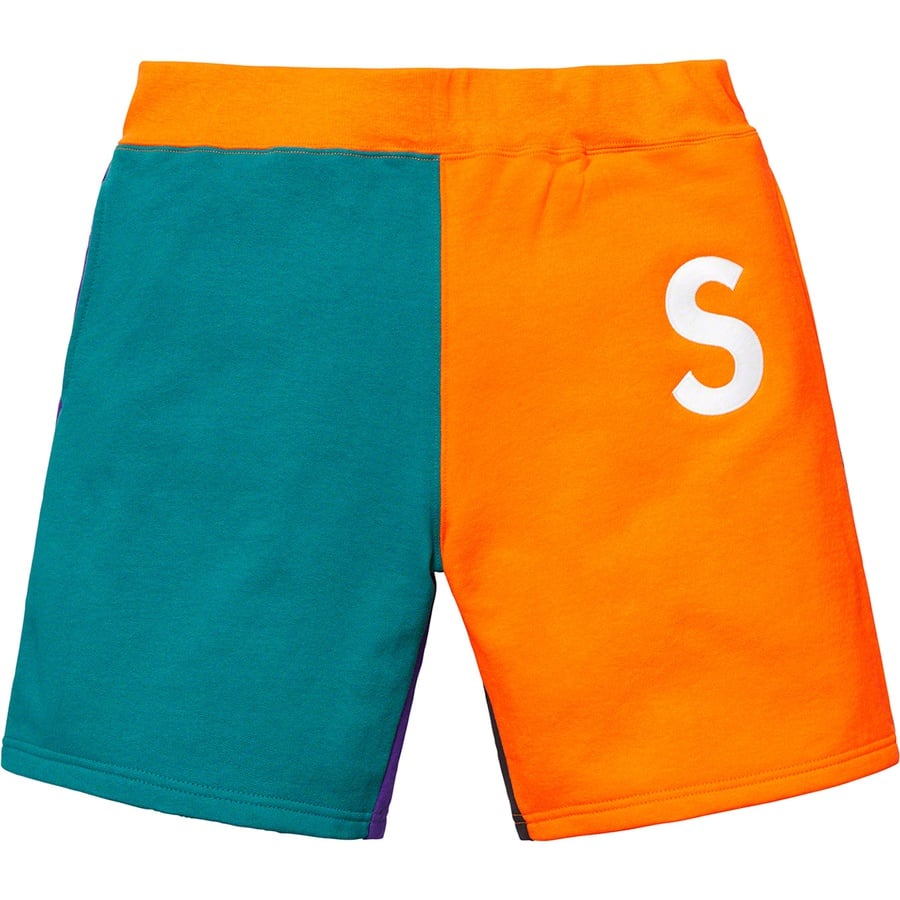 Details on S Logo Colorblocked Sweatshort Orange from spring summer
                                                    2019 (Price is $128)