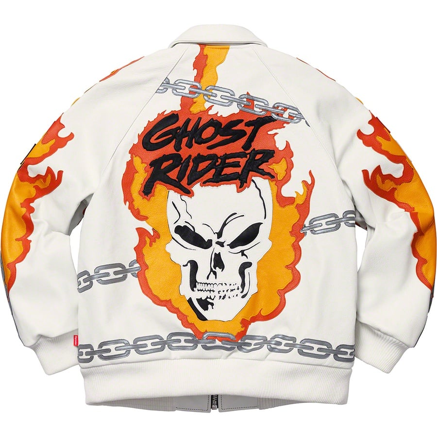 Details on Supreme Vanson Leathers Ghost Rider© Jacket White from spring summer
                                                    2019 (Price is $1598)