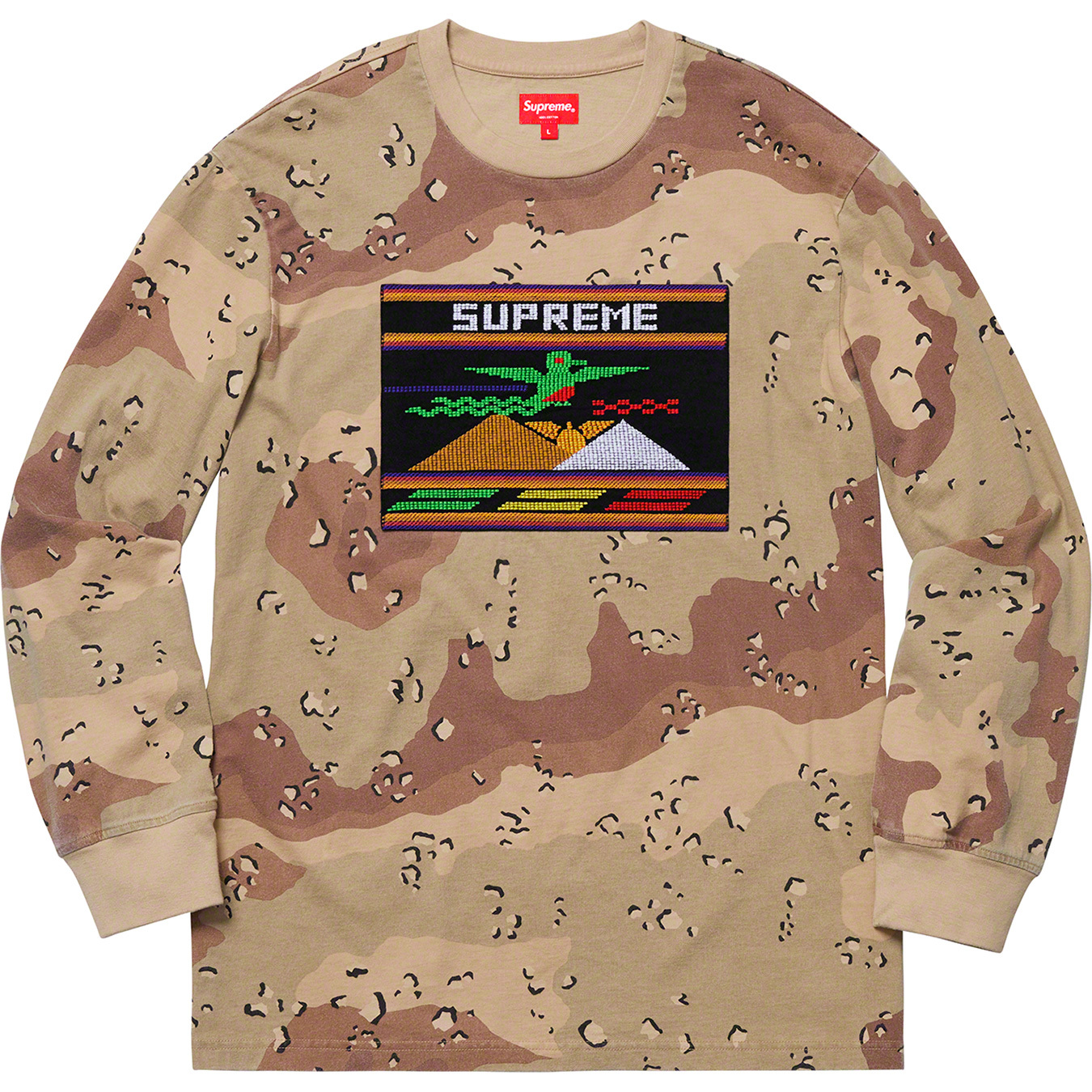 Supreme SS Needlepoint Patch L/S Top ロンT M イエロー
