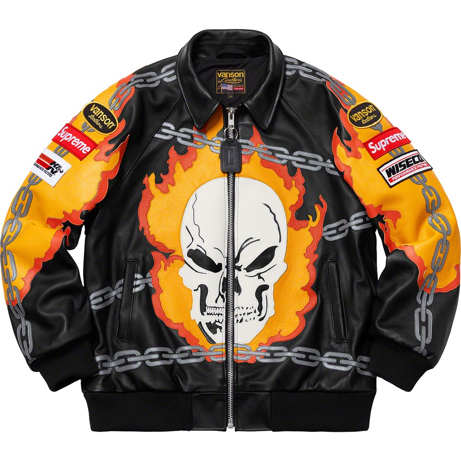Details on Supreme Vanson Leathers Ghost Rider© Jacket Black from spring summer
                                                    2019 (Price is $1598)