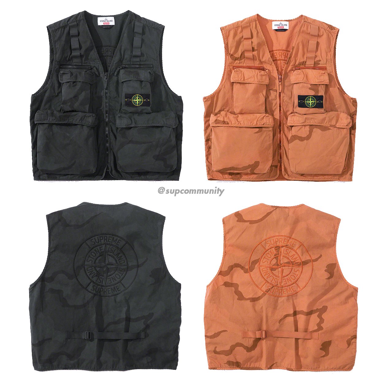 Authentic stone island x supreme black cargo vest sold out tagged men's  small