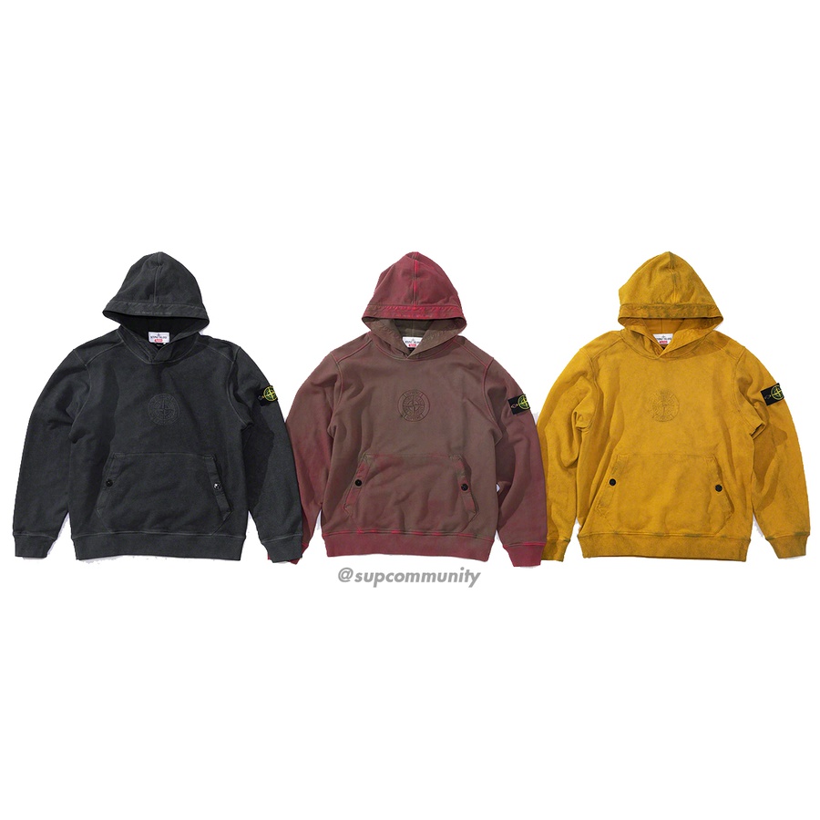 Details on Supreme Stone Island Hooded Sweatshirt from spring summer 2019 (Price is $328)