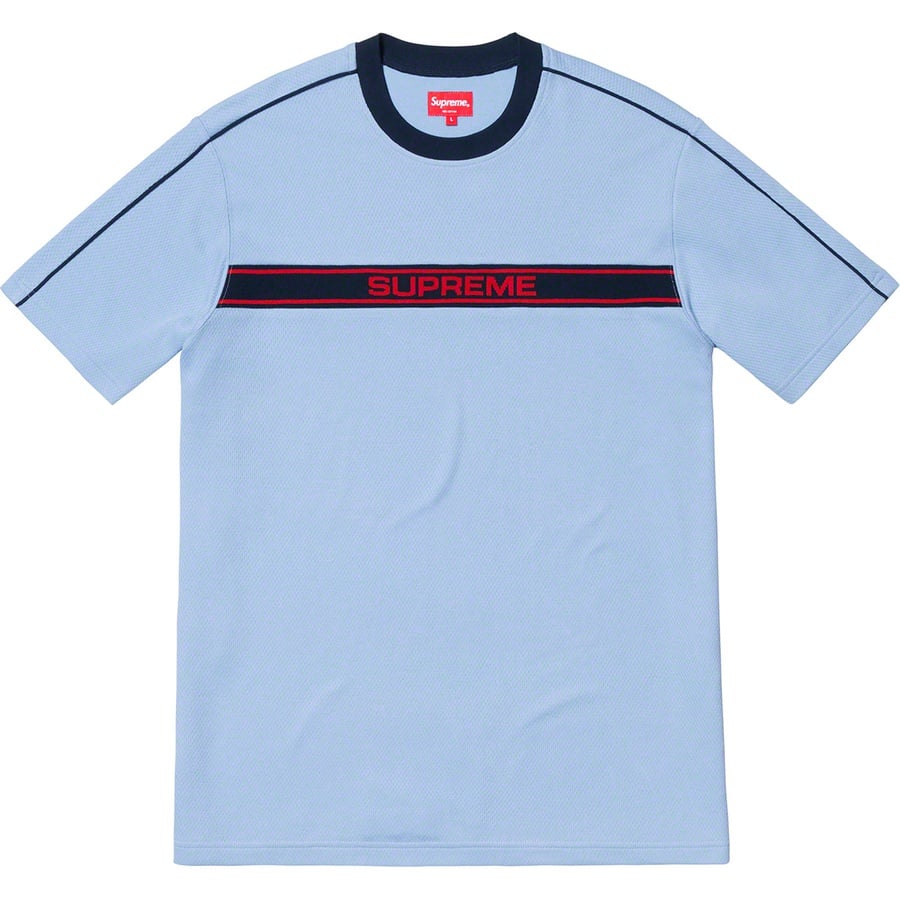 Details on Chest Stripe Logo S S Top Light Blue from spring summer 2019 (Price is $88)