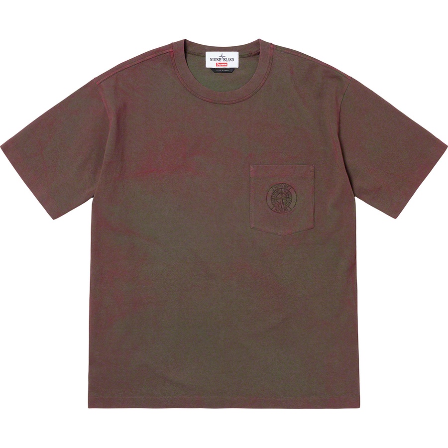 Details on Supreme Stone Island Pocket Tee Red from spring summer
                                                    2019 (Price is $128)