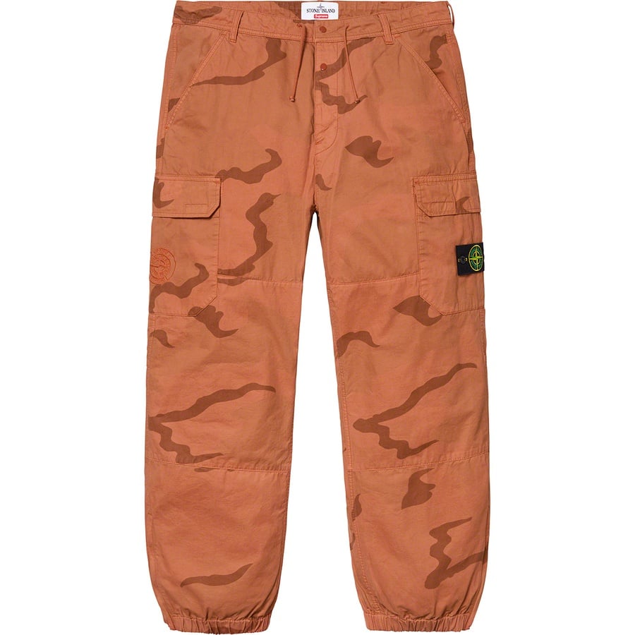 Details on Supreme Stone Island Camo Cargo Pant Coral Camo from spring summer
                                                    2019 (Price is $348)