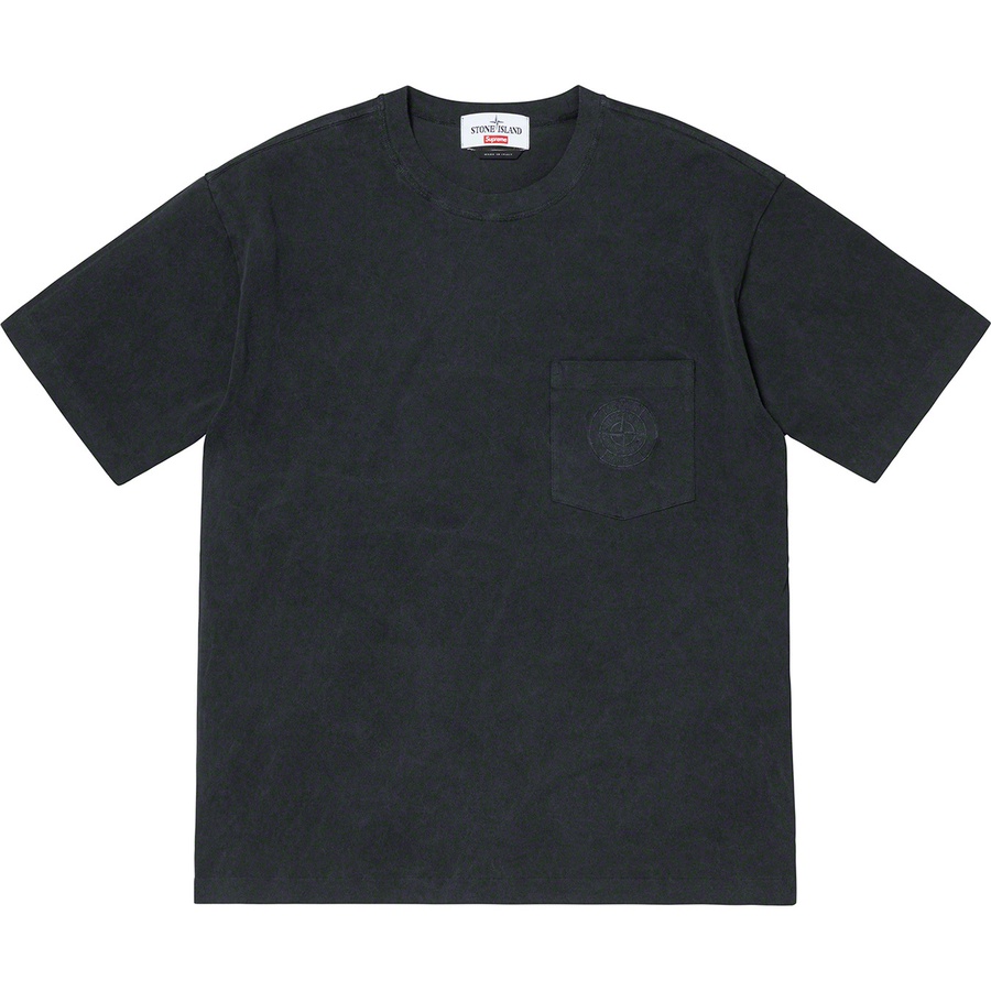 Details on Supreme Stone Island Pocket Tee Black from spring summer
                                                    2019 (Price is $128)