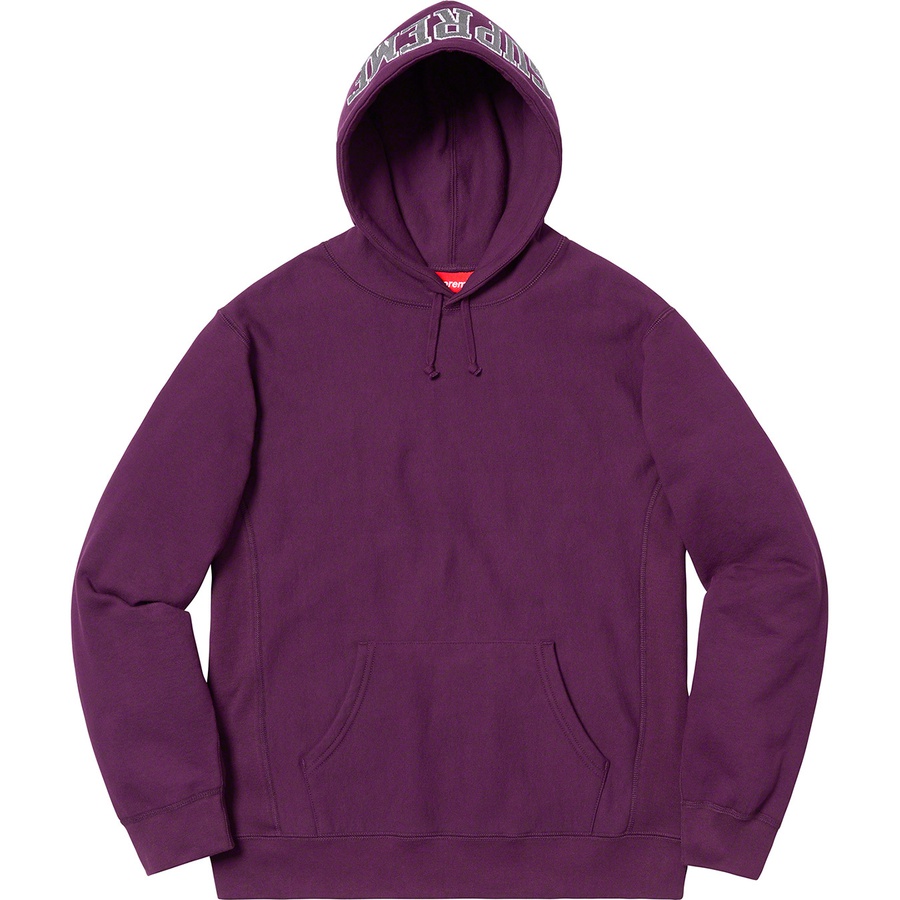 Details on Sequin Arc Hooded Sweatshirt Eggplant from spring summer 2019 (Price is $158)