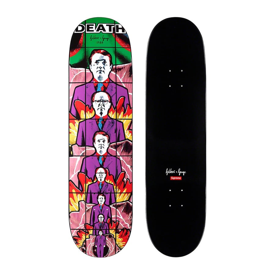 Supreme Gilbert & George Supreme DEATH Skateboard released during spring summer 19 season