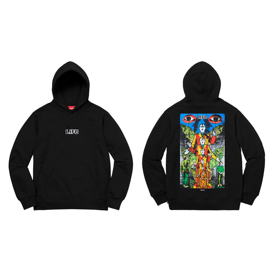 Details on Gilbert & George Supreme LIFE Hooded Sweatshirt from spring summer
                                            2019 (Price is $158)