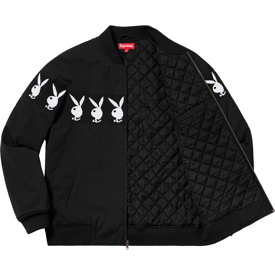 Details on Supreme Playboy© Crew Jacket Black from spring summer 2019 (Price is $238)