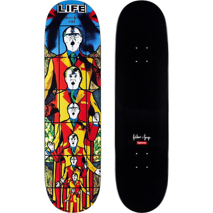 Details on Gilbert & George Supreme LIFE Skateboard 8.25" x 32" from spring summer
                                                    2019 (Price is $88)