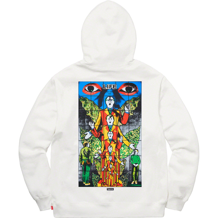 Details on Gilbert & George Supreme LIFE Hooded Sweatshirt White from spring summer 2019 (Price is $158)