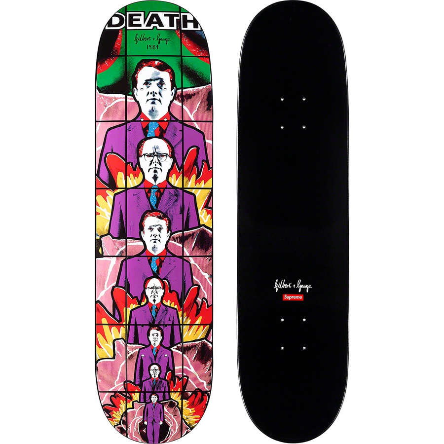 Details on Gilbert & George Supreme DEATH Skateboard 8.25" x 32" from spring summer 2019 (Price is $88)
