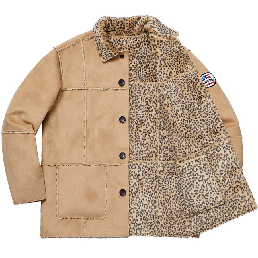 Details on Reversible Faux Suede Leopard Coat Tan from spring summer
                                                    2019 (Price is $268)