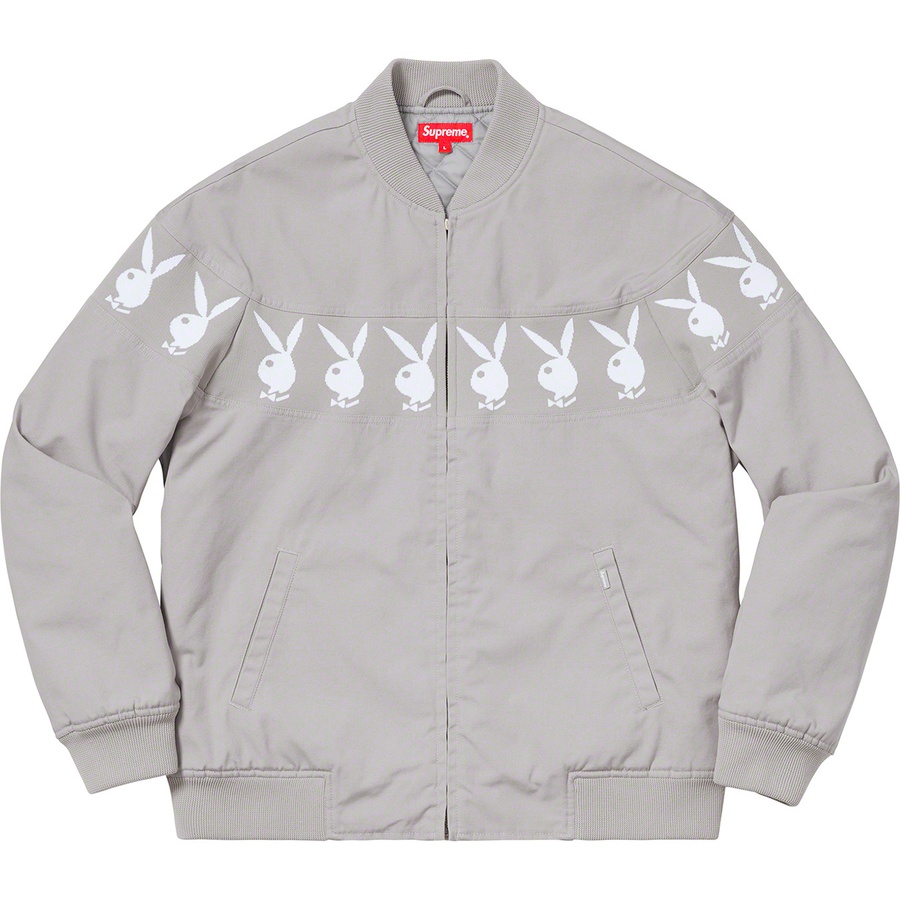 Details on Supreme Playboy© Crew Jacket Grey from spring summer 2019 (Price is $238)
