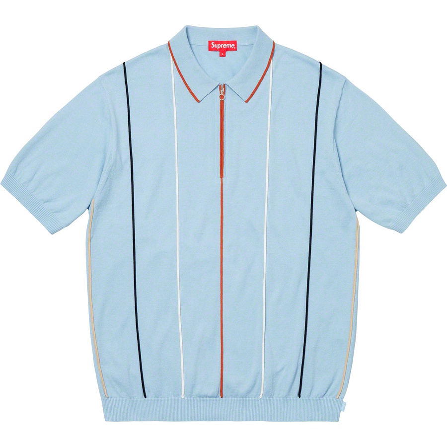 Details on Pinstripe Half Zip Polo Light Blue from spring summer
                                                    2019 (Price is $128)