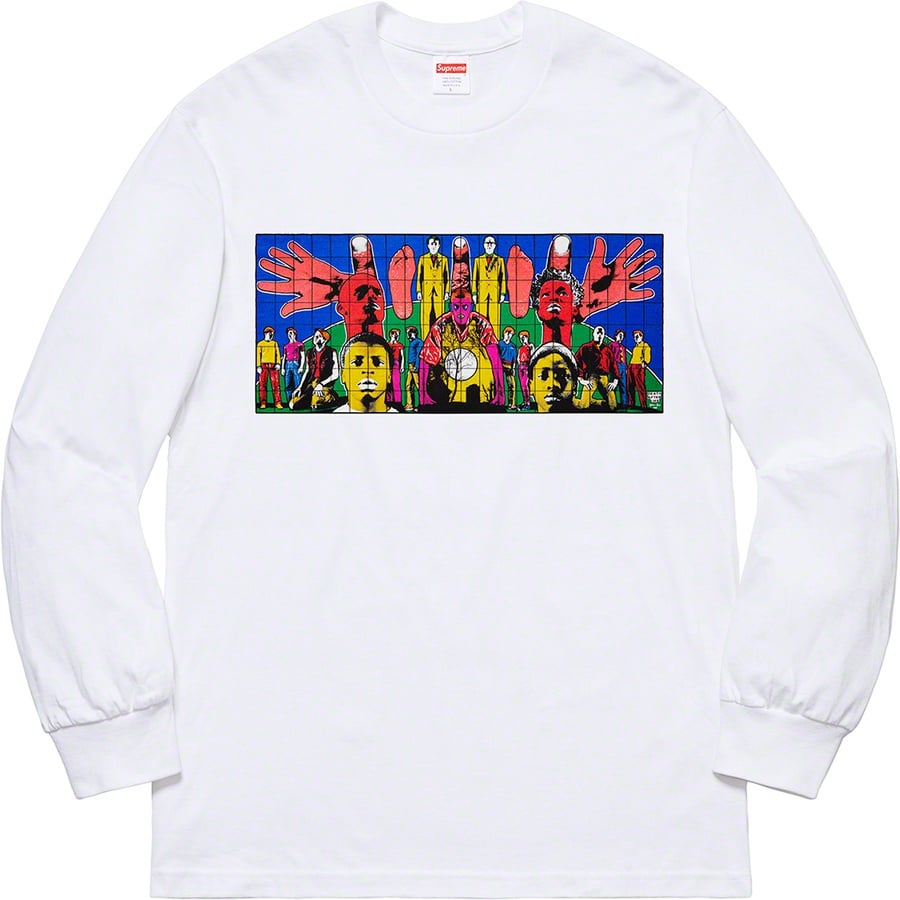 Details on Gilbert & George Supreme DEATH AFTER LIFE L S Tee White from spring summer 2019 (Price is $58)