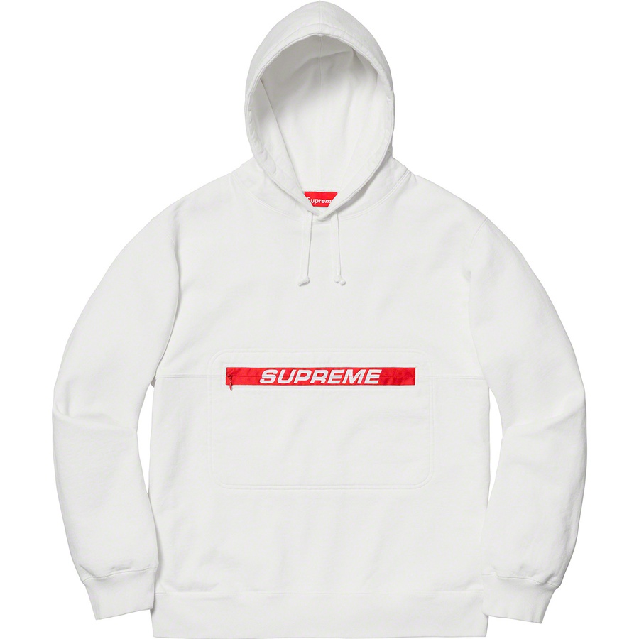 Details on Zip Pouch Hooded Sweatshirt White from spring summer 2019 (Price is $148)