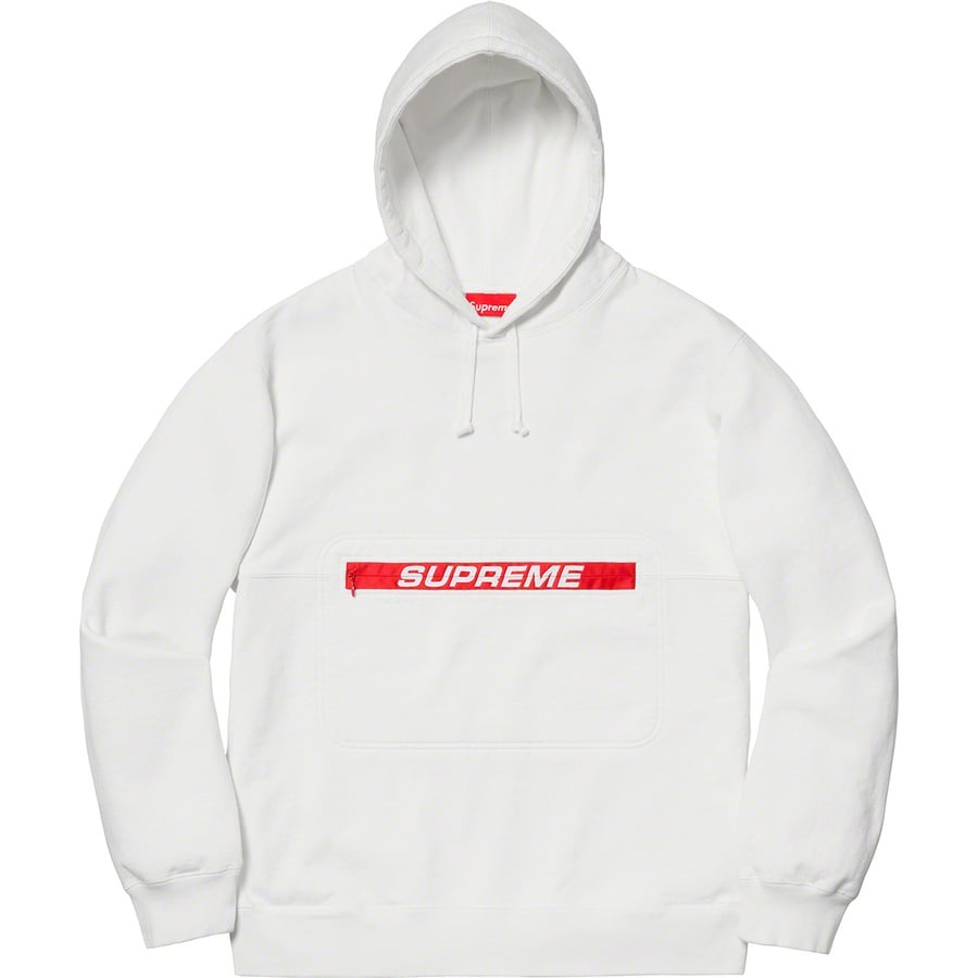 Details on Zip Pouch Hooded Sweatshirt White from spring summer
                                                    2019 (Price is $148)