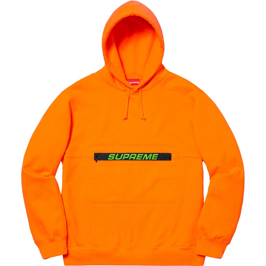 Details on Zip Pouch Hooded Sweatshirt Orange from spring summer 2019 (Price is $148)