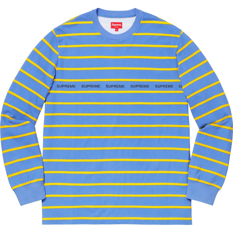 Details on Printed Stripe Pique L S Top Blue from spring summer
                                                    2019 (Price is $98)