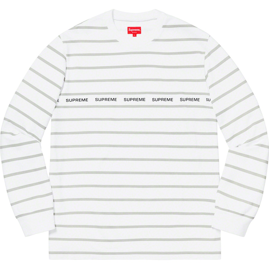 Details on Printed Stripe Pique L S Top White from spring summer 2019 (Price is $98)