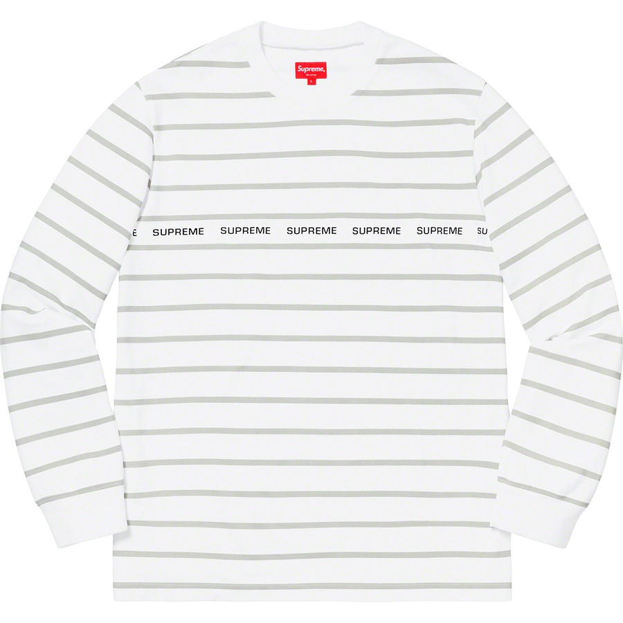 Details on Printed Stripe Pique L S Top White from spring summer
                                                    2019 (Price is $98)