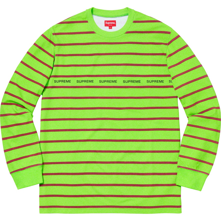 Details on Printed Stripe Pique L S Top Lime from spring summer
                                                    2019 (Price is $98)